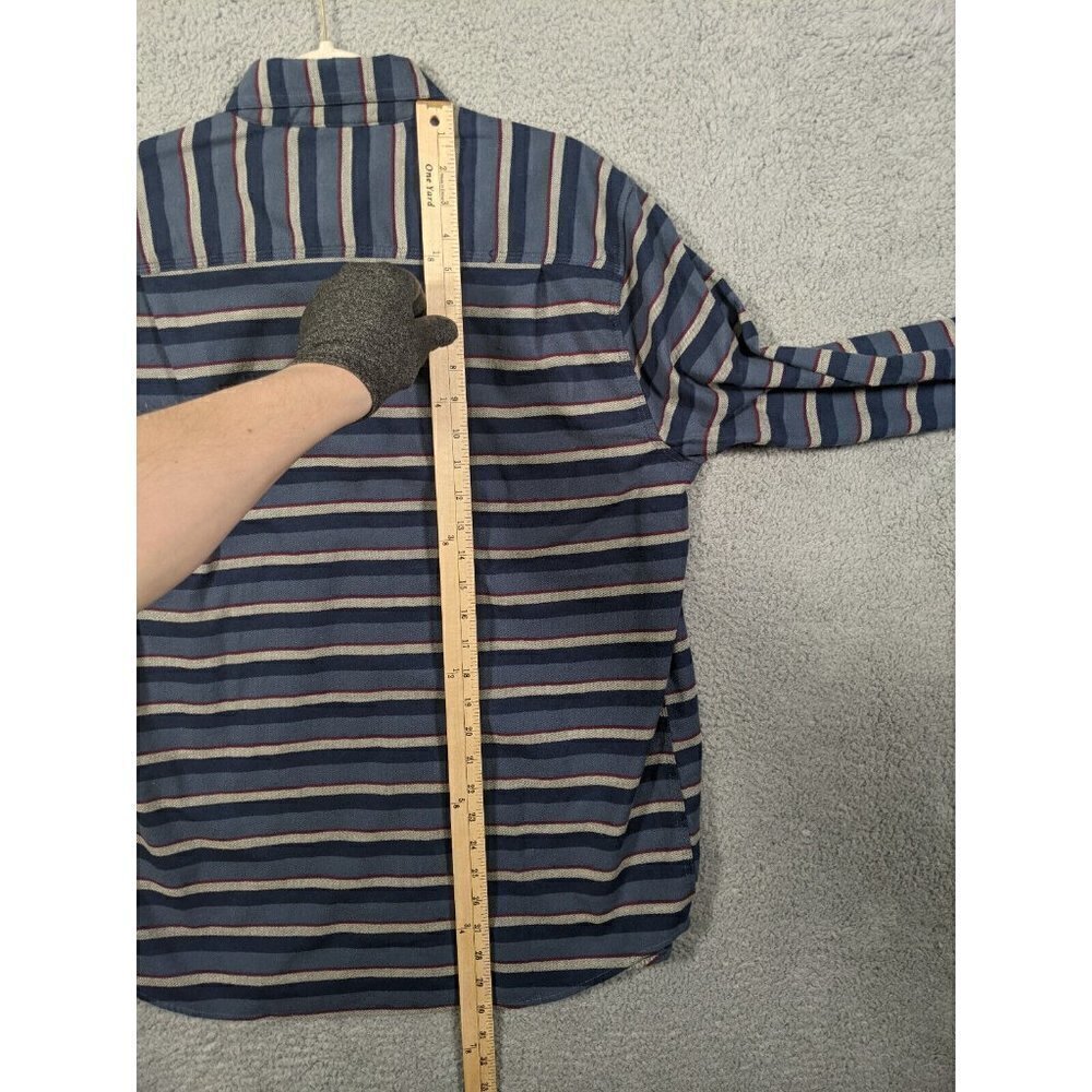 LL Bean Comfort Stretch Flannel Button Shirt Mens Medium Stripe Traditional Fit - Picture 7 of 11
